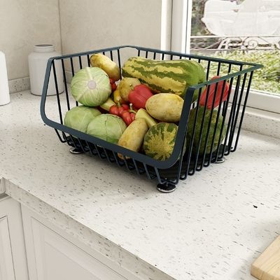 Black Kitchen Basket With Wheels Home Floor Multi-Layer Storage Rack Vegetable Rack