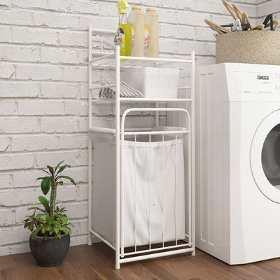 White Anti Corrosion H105cm Steel Laundry Basket